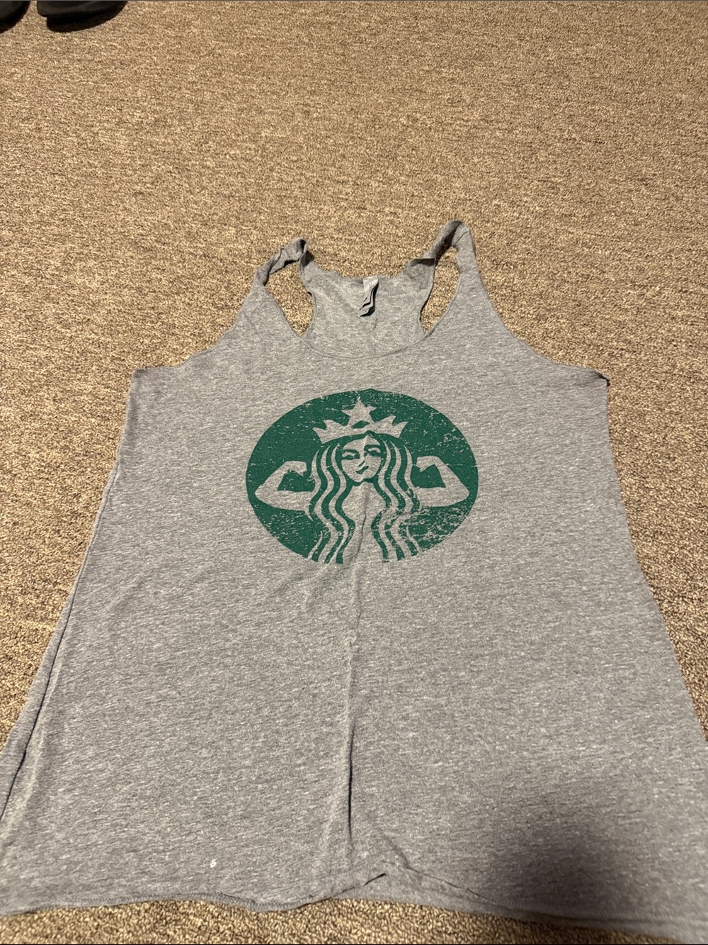 Starbucks Heather Gray Racerback Tank with Green Logo